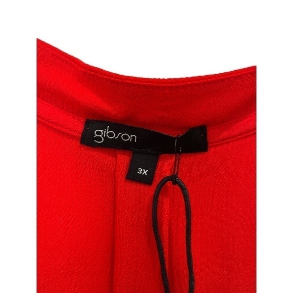 Gibson Red Sleeveless Faux Wrap V Neck Rayon Blouse Size 3X NWT - Picture 2 of 4